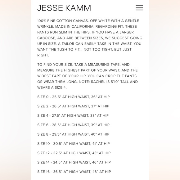 Jesse Kamm Sailor Pants in Salt (white), Size 2, Good Condition - Picture 8 of 8